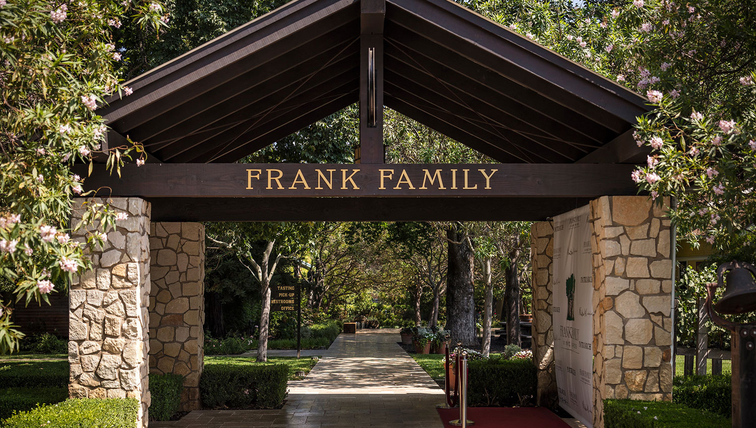 Entrance arch to Frank Family Vineyards