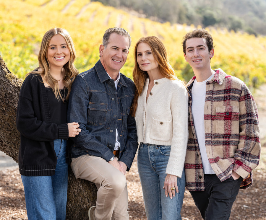 Darryl Frank and family gather at Winston Hill Vineyard