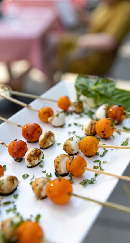 Mozzarella skewers served at a Frank Family event. 