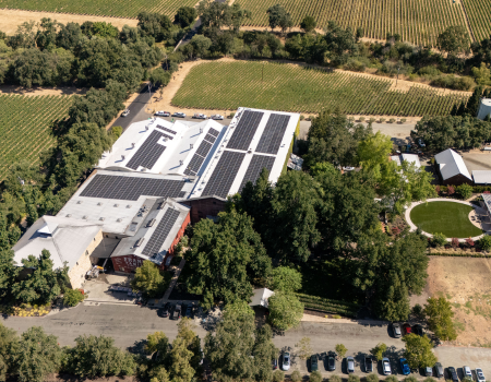 Overview of Frank Family Vineyards displaying new solar panels.